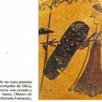 Guerrera con scutum y lanza, vaso de Oliva