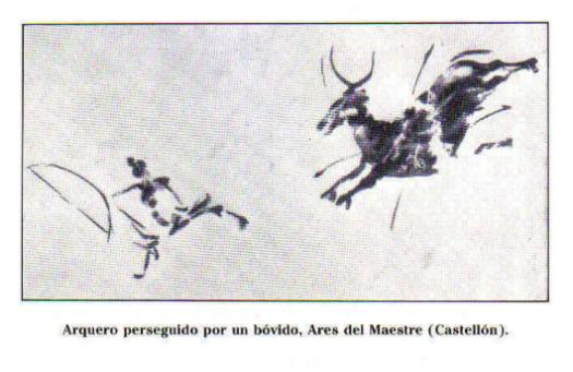 Arte Levantino: cazador huyendo de un toro
