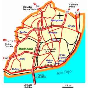 Mapa de Lisboa con el 