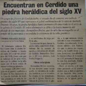 Click para ampliar. Pulsa en el nombre para ver la ficha. Encuentran en Cerdido una piedra heráldica