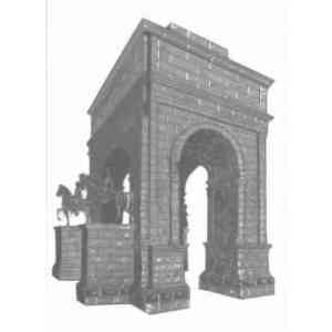 Acuarela.Reconstrucción del arco cuadrifronte.