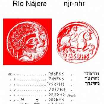 Click para ampliar. Pulsa en el nombre para ver la ficha. Río Nájera, Transliteración numismática calcos Celestino Pujol.