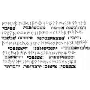 Click para ampliar. Pulsa en el nombre para ver la ficha. Plomo necrópolis Orleyl VII, B, Transliteración hebrea.