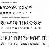 Click para ampliar. Transliteración hebrea mosaicos Andelos y Caminreal, y hueso.