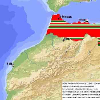 Click para ampliar. Pulsa en el nombre para ver la ficha. Mapa que muestra los territorios originales del Macroducado de Tamsaman en el Rif.