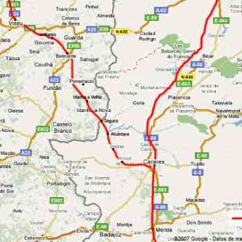 Click para ampliar. Pulsa en el nombre para ver la ficha. La Vía de la Plata y la Vía de Viseu