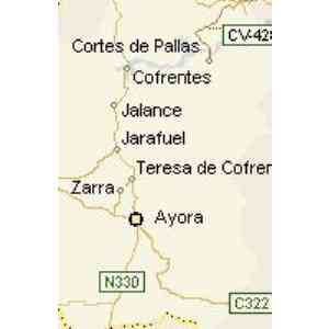Click para ampliar. Pulsa en el nombre para ver la ficha. Mapa de la situación del Valle de Ayora
