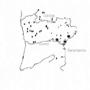 Click para ampliar. Pulsa en el nombre para ver la ficha. Distribución de verracos en el norte de Portugal