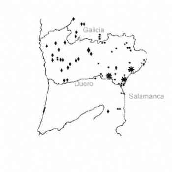 Click para ampliar. Pulsa en el nombre para ver la ficha. Distribución de verracos en el norte de Portugal