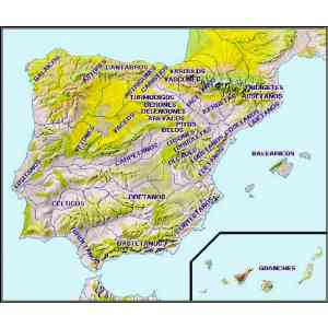 Click para ampliar. Pulsa en el nombre para ver la ficha. Mapa (otro) de la Hispania prerromana