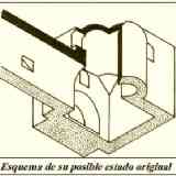 Click para ampliar. Baptisterio de Gabia Grande. Esquema de su posible estructura original