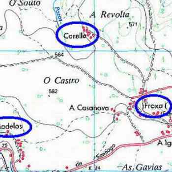 Click para ampliar. Pulsa en el nombre para ver la ficha. Manadelos, Frogia y Carelli, de un documento de 1040