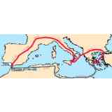 Click para ampliar. Pulsa en el nombre para ver la ficha. Ruta de Hércules en su décima Hazaña.