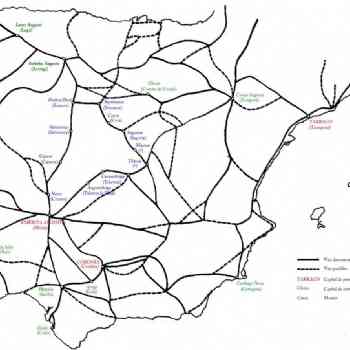 Click para ampliar. Pulsa en el nombre para ver la ficha. Vías romanas. Mapa.